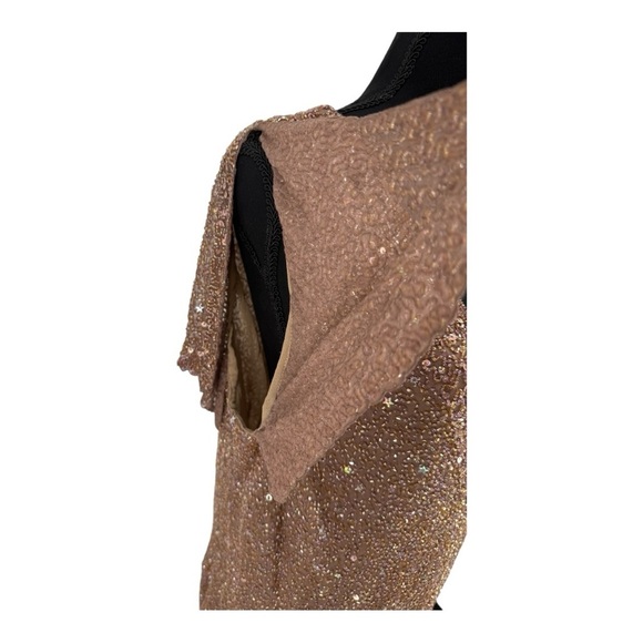 Adrianna Papell Boutique 1X Silk Beaded Sequin Blouse Sparkling Stars Golden NWT - Picture 10 of 15